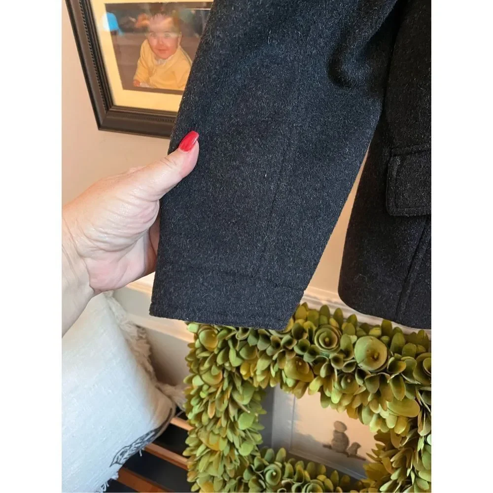 J. Crew Charcoal Wool Cashmere Blend A-Line Pea Coat sz M EUC - Picture 4 of 11